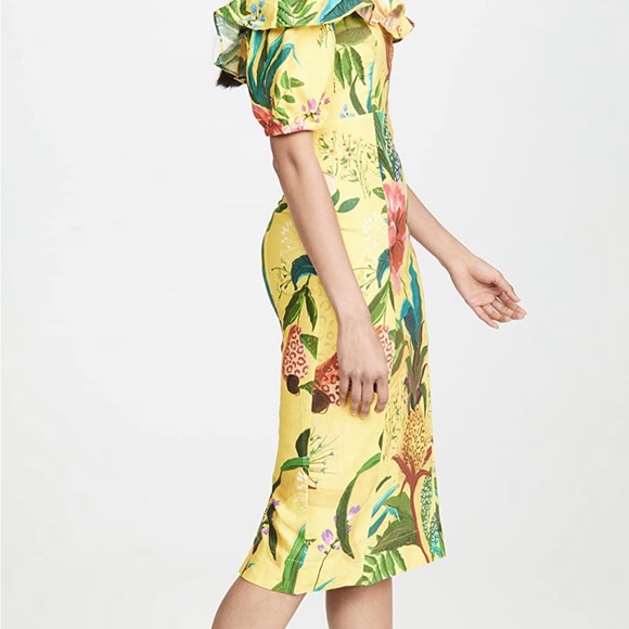 FARM Rio Golden Jungle Linen Midi Dress sz Small - Picture 3 of 16